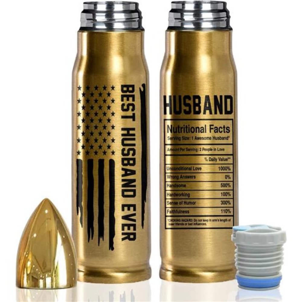 Gold Stainless Steel Bullet Tumbler, Best Husband Ever Writing -  Husband Gifts